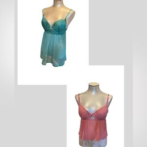 Bundle Women’s New Spree Intimates Bra Baby doll Lace/Mesh Ceramic & Hush Coral